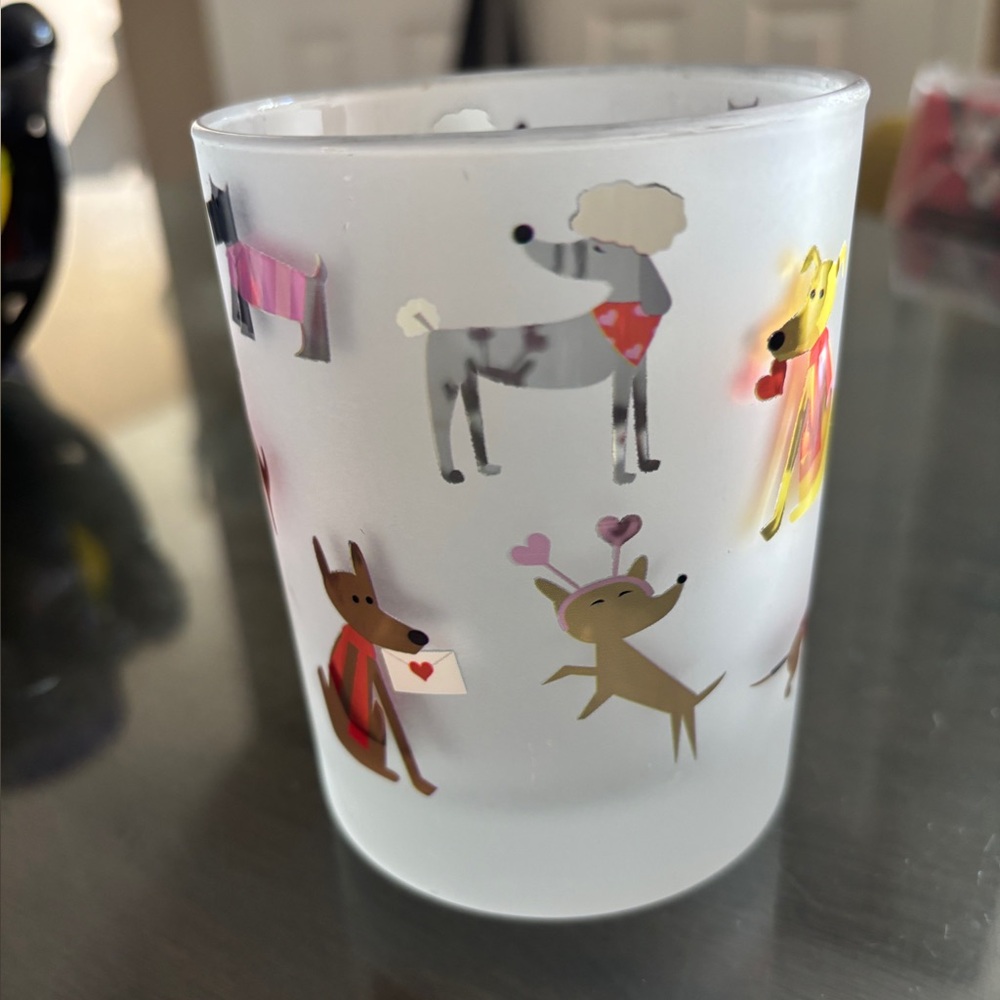 Culver Frosted Glass with Dog and heart Illustrations